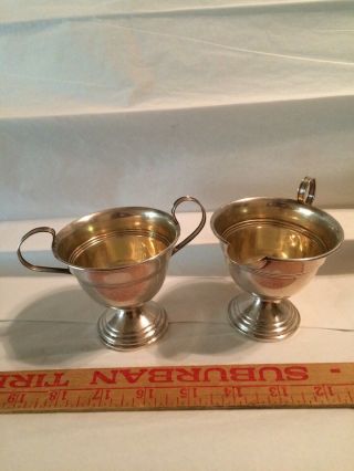 Vintage Hallmarked Sterling Silver Creamer And Sugar Bowl Weighted