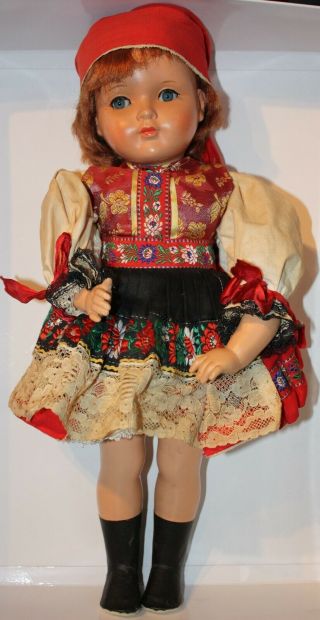 Antique Composition Germany Czech Doll 18 Inch - Glass Eyes Marked 46/3