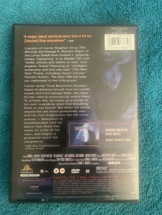 DVD The Dark Half George A.  Romero Stephen King Out of Print OOP HORROR RARE 3