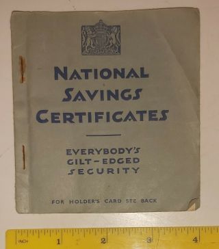 Rare British (sussex) Wartime (1942) " National Savings Certificates " W/holders Card