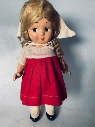 Antique Composition 8 Inch Doll With Side Glance Eyes