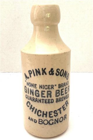 Antique Stoneware A.  Pink & Sons Ginger Beer Bottle - Chicester,  Bognor