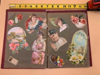 ANTIQUE Victorian Scrap book with GORGEOUS Valentines,  post cards 2
