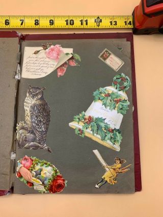 ANTIQUE Victorian Scrap book with GORGEOUS Valentines,  post cards 3