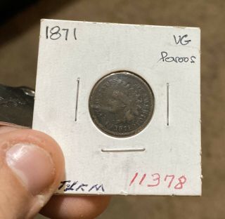 1871 Indian Head Penny Vg,  Detail Rare Semi Key U.  S.  One Cent Coin
