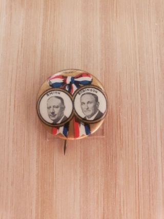 1928 Presidential Campaign Smith Robinson Jugate Pin Back Political Button Rare
