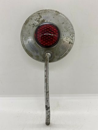 Old Antique Bicycle Accessory Vintage Red Glass Reflector Rear View Mirror