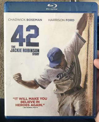 Chadwick Boseman 42 The Jackie Robinson Story Blu - Ray,  Dvd Harrison Ford Rare