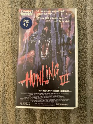 Howling 3 Vhs 1987 Vista Home Video Clamshell Case Werewolf Rare Horror Vintage