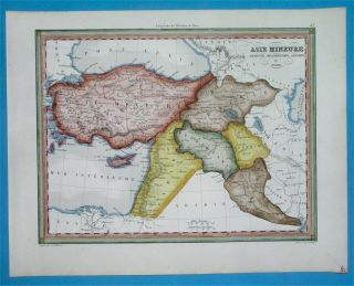 1846 Antique Map Middle East Armenia Syria Palestine Turkey Cyprus Jordan Iraq