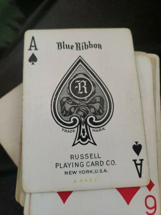 Vintage: Blue Ribbon Rosette Playing Cards - Ohio Made - Blue Rare