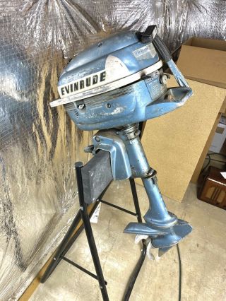 Vintage Evinrude Boat Motor Rare With Stand