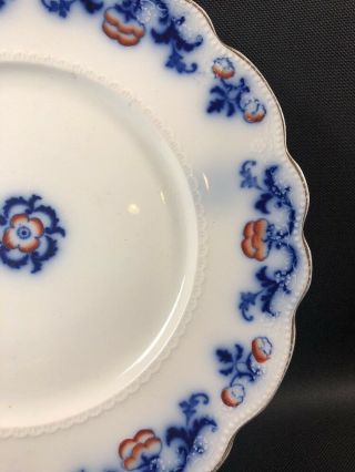 Antique W.  H.  Grindley “Countess” Flow Blue Dinner Plate 9 3/4” Rust And Gold 10S 3