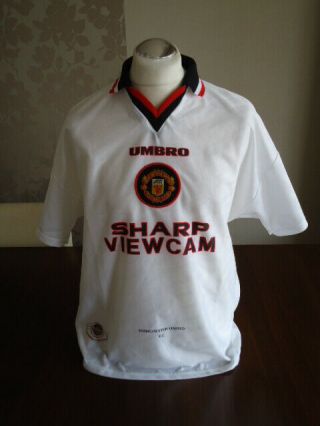 Manchester United 1996 Umbro White Away Shirt Large Adults Rare Man Utd