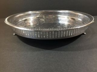 Silver Plate Bristol By Poole 13” Inch Footed Gallery Tray.