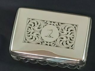 Georgian Silver Box Pierced Sterling Silver Dressing Table Dish Cut Glass Rare