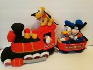Rare Walt Disney World Train With Mickey & Friends 20 " Plush From Disney World