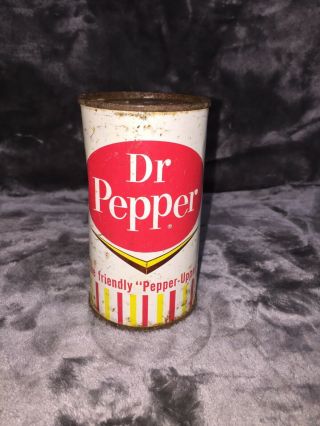 Very Vintage Metal Flat Top Dr Pepper Soda Can Rare Chevron Design (rusty)