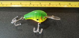 Vintage Bagley Diving B2 Fishing Lure Green Crayfish On Chartreuse All Brass