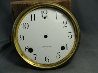 Antique Brass Porcelain Sessions Clock Dial Face & Door Roman Numerals 6 1/2 " W