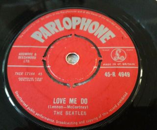 The Beatles Love Me Do 1st Press 1962 7 " Vinyl Single Parlophone Red 1n/1n Rare