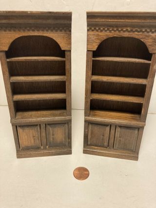 Vintage Wooden Doll House Furniture Dental Molding Book Cases/cabinets