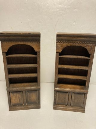 Vintage Wooden Doll House Furniture DENTAL MOLDING BOOK CASES/CABINETS 2