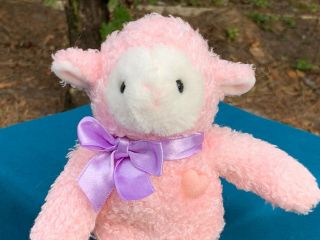 Very Rare Vintage Dan Dee Pink Sheep Lamb Lovey 8 " Plush Stuffed Animal Toy