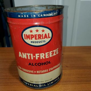 Rare Vintage Imperial 3 Star Anti - Freeze 1 Imperial Gal.  Tin Can Canadian