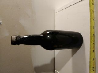 Antique Bottle,  Circa 1850,  Applied Top,  Neck Stress Lines,  Dark Brown,  Unique?