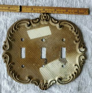 Authentic Vintage 3 Toggle Light Switch Cover Plate Brass Victorian