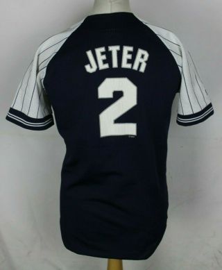 Jeter 2 Vintage York Yankees Baseball Jersey Youths Xl Majestic Rare