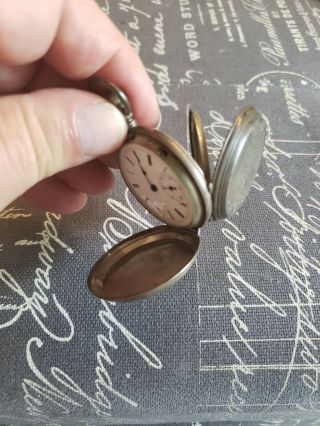 Antique Pocket Watch.  800 Silver Hunter Case Not