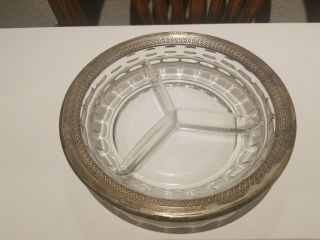 Sterling Silver Weidlich Glass Relish Divided Dish 7944