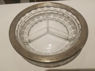 Sterling Silver Weidlich Glass Relish Divided Dish 7944 2