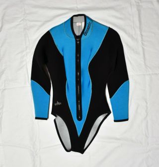 Oceanic Splash 3mm Vintage French Cut Wetsuit Springsuit Top Blue Ml