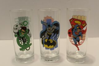 Dc Comics Collector Glass Set Of 3 Rare Batman Superman Green Lantern Smoke