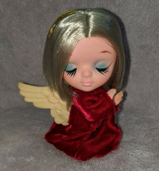 Vintage 1967 Kamar Japan Pre Blythe Big Eye Praying Angel Ornament Doll 5 "