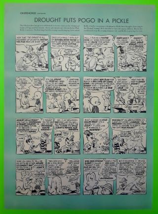 Pogo In A Pickle Rare Vintage 1954 Promo Poster Early Walt Kelly Cartoon
