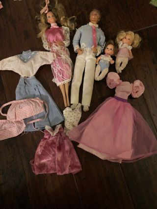 Vintage 1984 The Heart Family Dolls By Mattel - Mom,  Dad,  Boy & Girl And Clothes