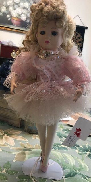 Vintage The Brass Key Inc.  Ballerina Doll Dancer With Stand