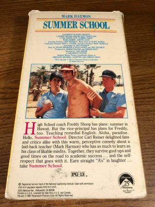 Summer School VHS VCR Video Tape Movie Mark Harmon VERY RARE 2