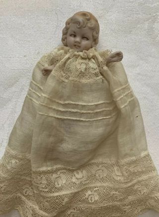 Antique German Miniature Dollhouse Bisque Baby Girl Doll Germany