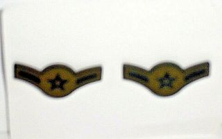 Usaf Us Air Force Airman Amn Rank Insignia Subdued Metal Pin Pair Rare Obsolete