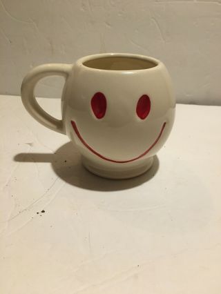 Rare Mccoy Smiley Mug White With Red Eyes