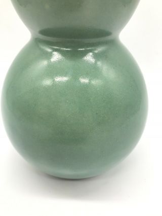 Vintage Antique Chinese Celadon Double Gourd Vase Bottle Signed Drip Glaze 3