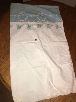 Vintage Feedsack Fabric White/blue Floral Material Rare One Of A Kind