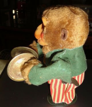 Vintage Russ Wind Up Toy Monkey With Cymbals Clapping Hands Antique