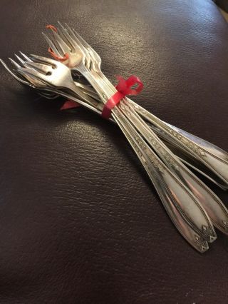 12 Vintage Oneida Hotel Plate Silverplate Vernon - Ashley Cocktail Seafood Forks