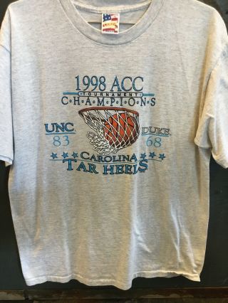 Vintage University Of North Carolina Shirt - Size Large - 1998 Acc Champions